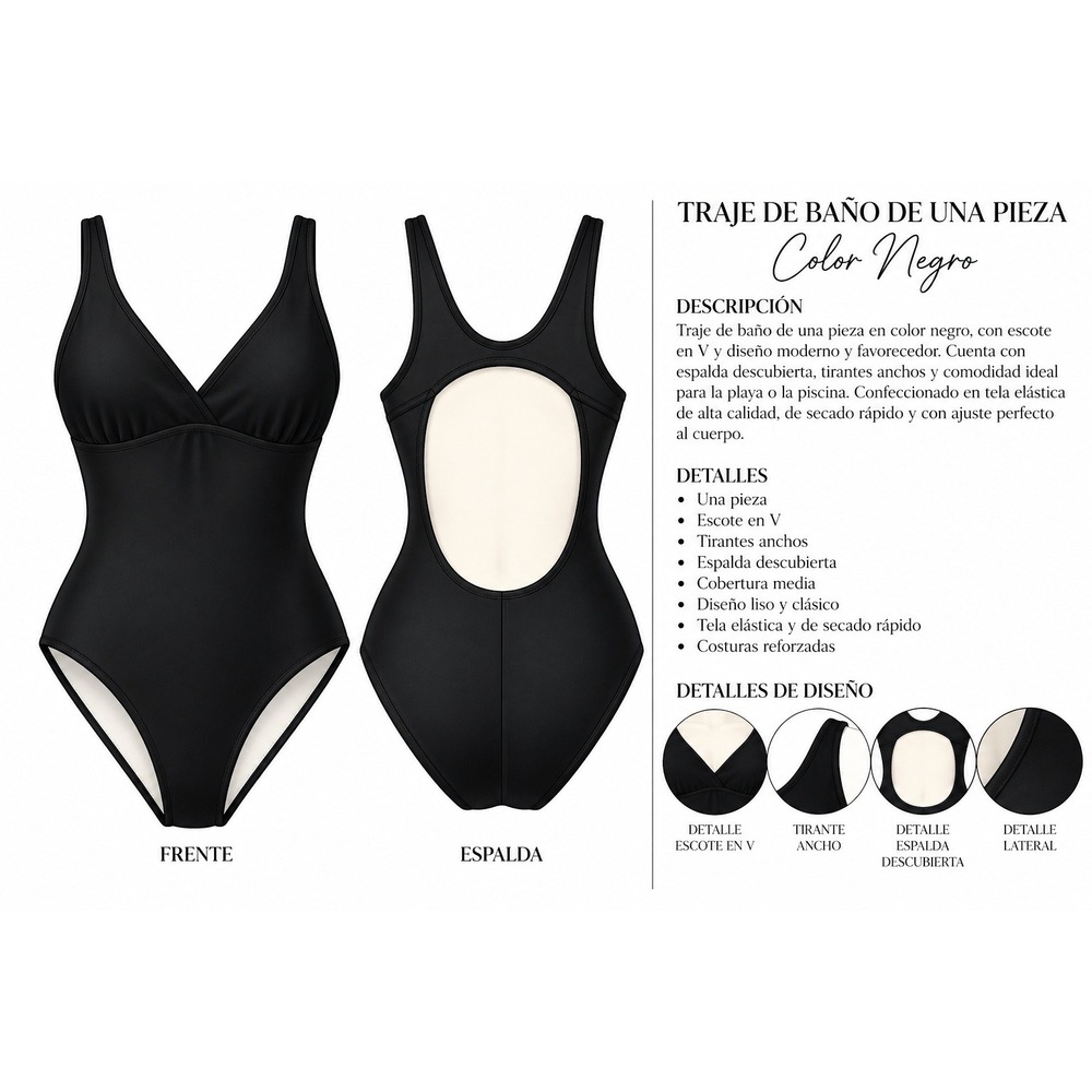 Elegante traje de baño de una pieza.